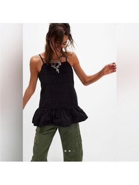 NWT Free People Caught Up Tunic in Black Eyelet -SZ SM